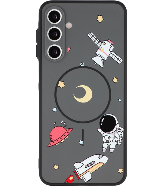 Capa MagSafe para Samsung Galaxy A16 5G A166 / A16 4G A165, OEM, Astronauta de Desen Animado, Preta