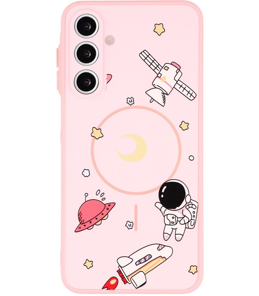 Capa MagSafe para Samsung Galaxy A16 5G A166 / A16 4G A165, OEM, Astronauta Cartoon, Rosa
