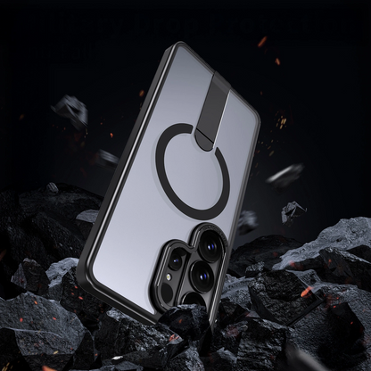 Capa MagSafe para Samsung Galaxy S26 S942, Hybrid Armor, X com Suporte, Preta