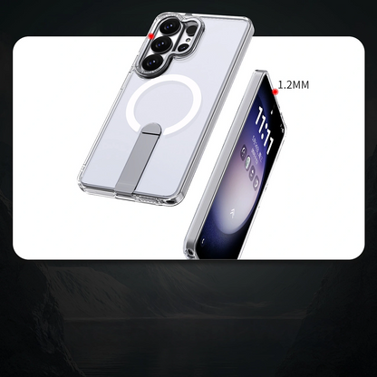 Capa MagSafe para Samsung Galaxy S26 S942, Hybrid Armor, X com Suporte, Transparente