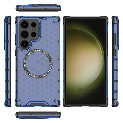 Capa MagSafe para Samsung Galaxy S24 Ultra S928, Techsuit, HoneyComb Shield, Azul