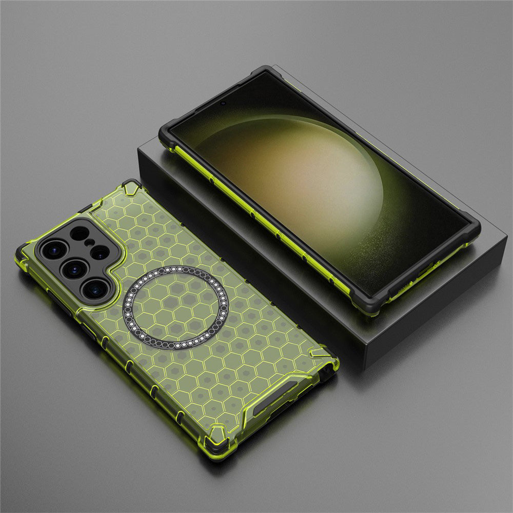 Capa MagSafe para Samsung Galaxy S25 Ultra S938, Techsuit, HoneyComb Shield, Verde
