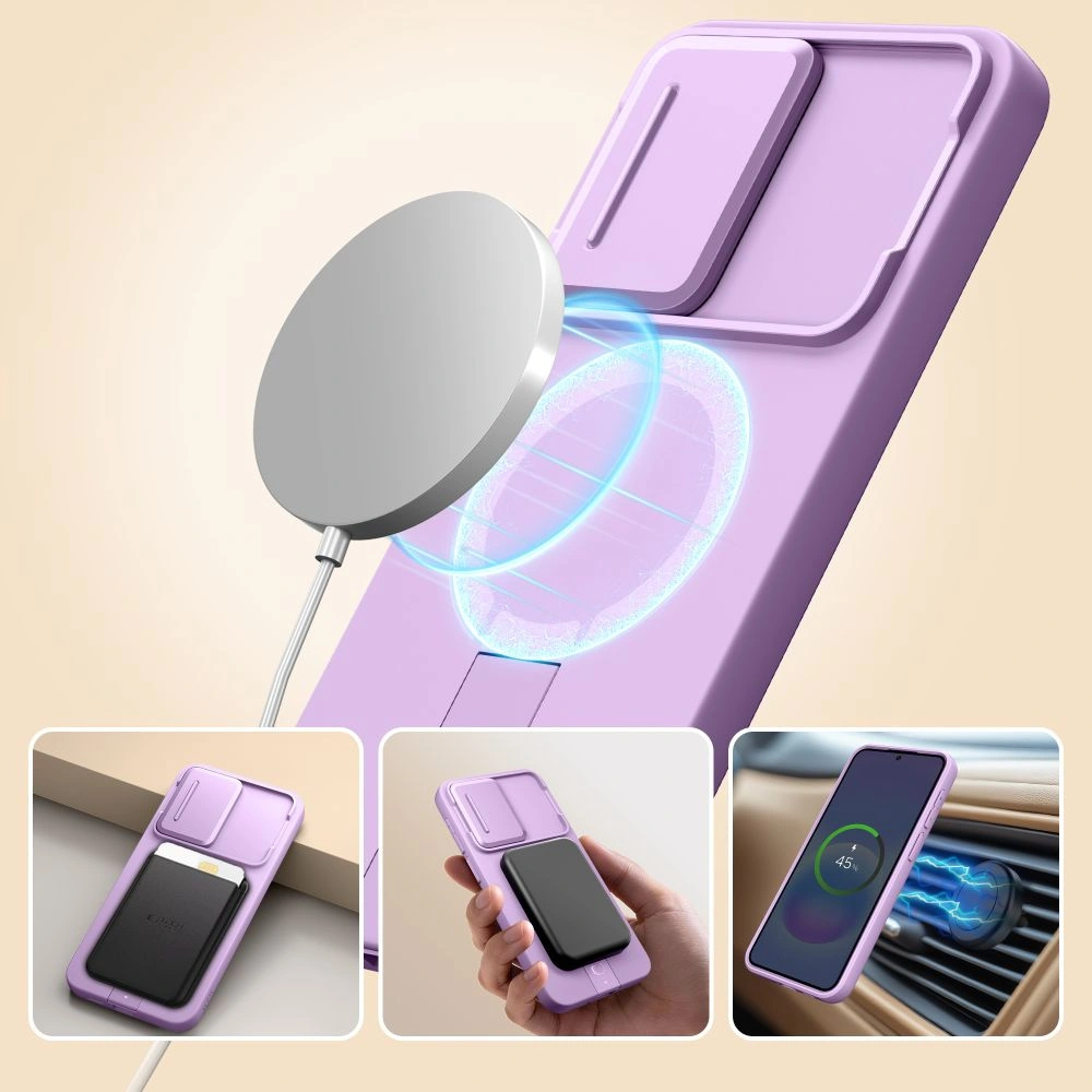Capa MagSafe para Samsung Galaxy A57 5G, Tech-Protect, Kevlar Aura, Violeta