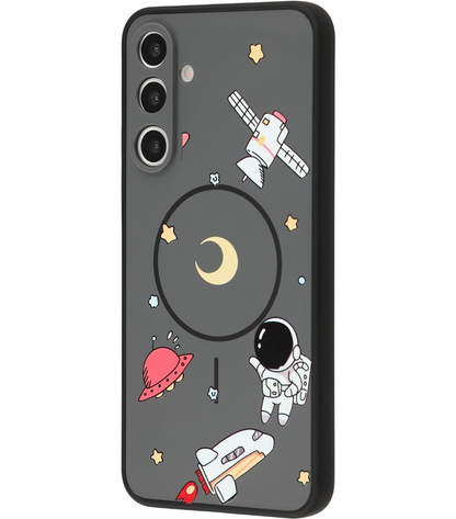 Capa MagSafe para Samsung Galaxy S25 Ultra S938, OEM, Astronauta Cartoon, Preta