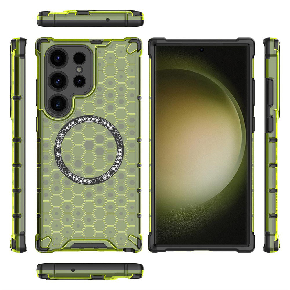 Capa MagSafe para Samsung Galaxy S25 Ultra S938, Techsuit, HoneyComb Shield, Verde