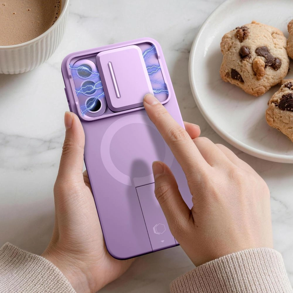 Capa MagSafe para Samsung Galaxy A57 5G, Tech-Protect, Kevlar Aura, Violeta