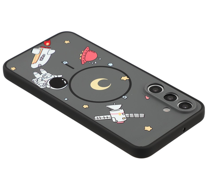 Capa MagSafe para Samsung Galaxy S25 Ultra S938, OEM, Astronauta Cartoon, Preta