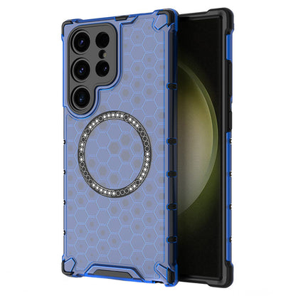 Capa MagSafe para Samsung Galaxy S24 Ultra S928, Techsuit, HoneyComb Shield, Azul