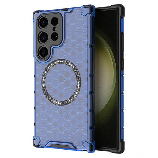 Capa MagSafe para Samsung Galaxy S24 Ultra S928, Techsuit, HoneyComb Shield, Azul