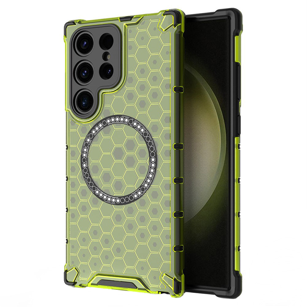Capa MagSafe para Samsung Galaxy S25 Ultra S938, Techsuit, HoneyComb Shield, Verde