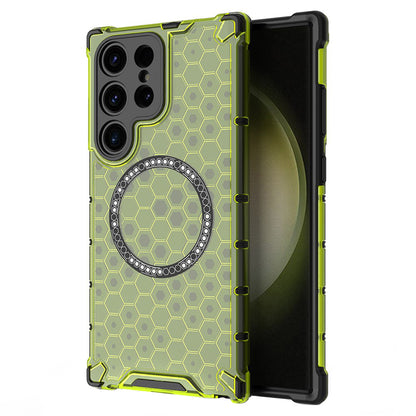 Capa MagSafe para Samsung Galaxy S25 Ultra S938, Techsuit, HoneyComb Shield, Verde