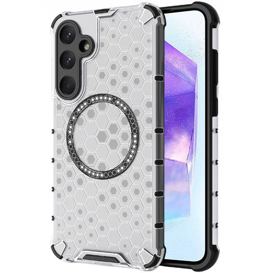 Capa MagSafe para Samsung Galaxy A55 5G A556, Techsuit, HoneyComb Shield, Branca