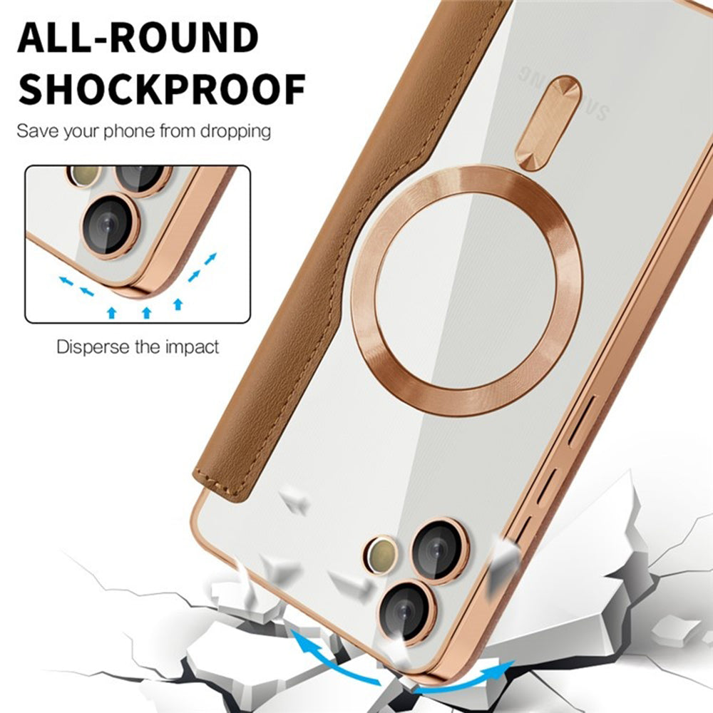 Capa MagSafe para Samsung Galaxy A05 A055, Techsuit, SmartMag Book, Castanha