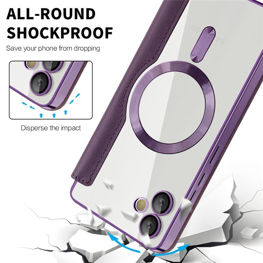 Capa MagSafe para Samsung Galaxy A05 A055, Techsuit, SmartMag Book, Roxo