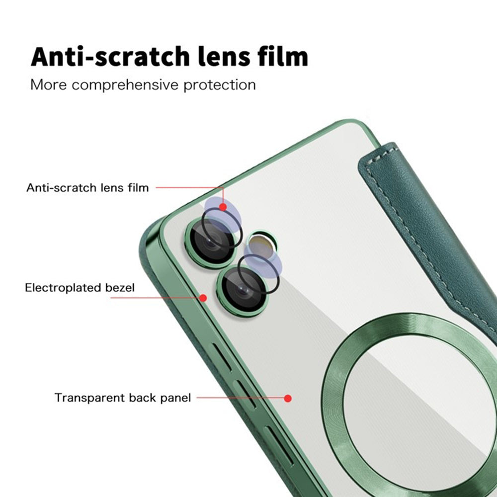 MagSafe Case for Samsung Galaxy A05 A055, Techsuit, SmartMag Book, Green