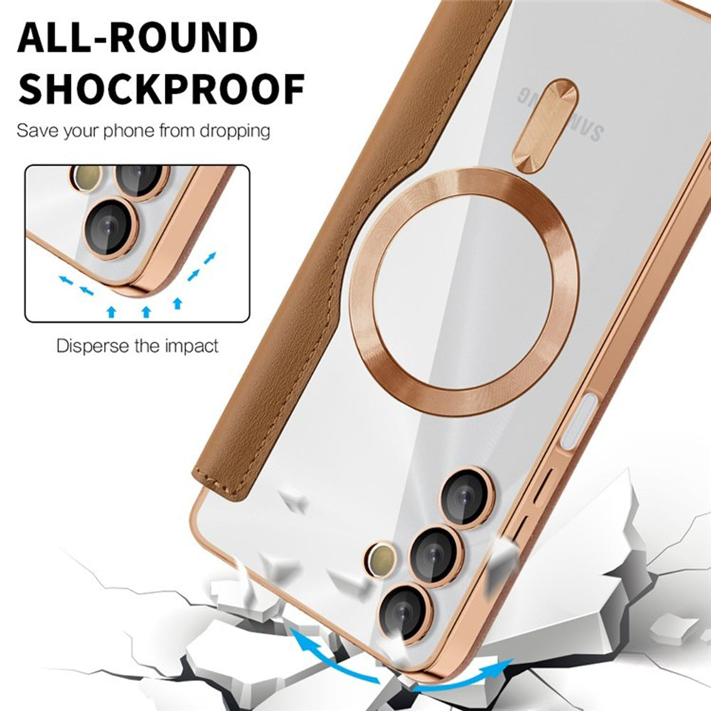 Capa MagSafe para Samsung Galaxy A05s A057, Techsuit, SmartMag Book, Castanha
