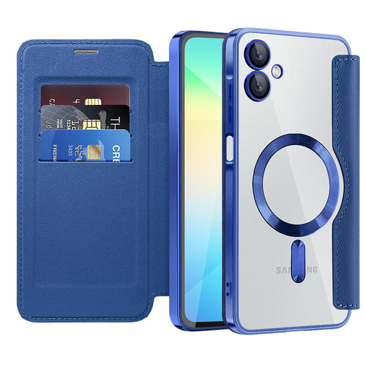 Capa MagSafe para Samsung Galaxy A06 A065, Techsuit, SmartMag Book, Azul
