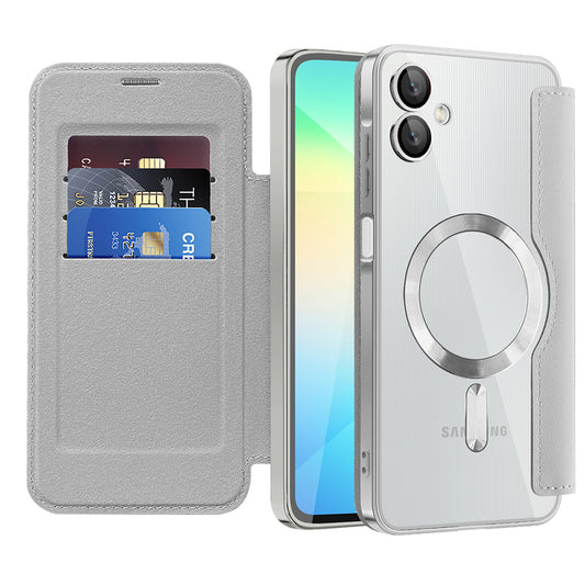 Capa MagSafe para Samsung Galaxy A06 A065, Techsuit, SmartMag Book, Cinzento
