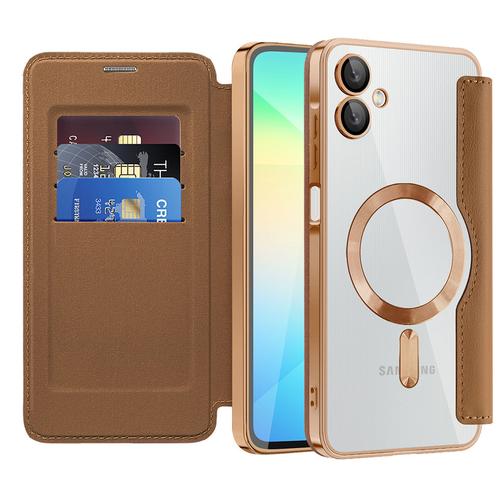 Capa MagSafe para Samsung Galaxy A06 A065, Techsuit, SmartMag Book, Castanha