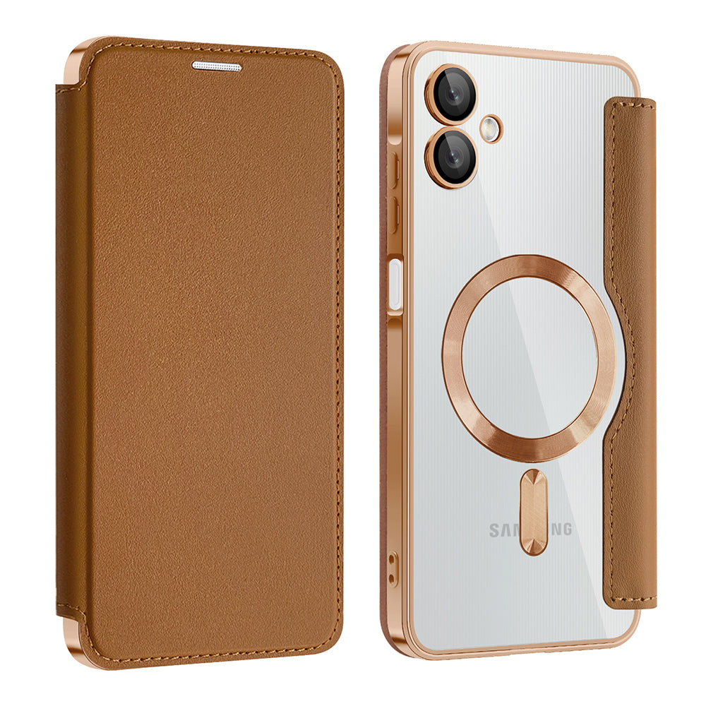 Capa MagSafe para Samsung Galaxy A06 A065, Techsuit, SmartMag Book, Castanha