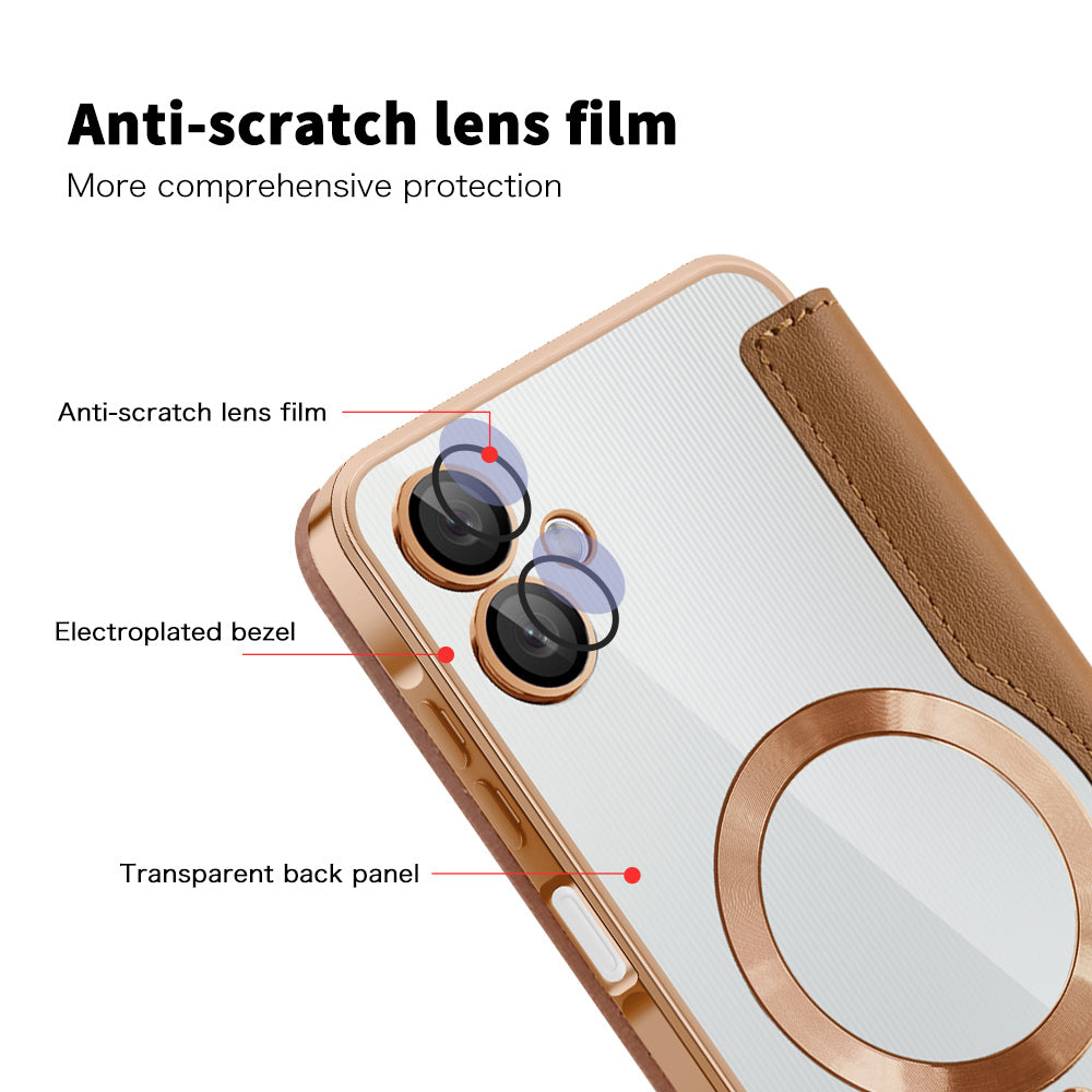 Capa MagSafe para Samsung Galaxy A06 A065, Techsuit, SmartMag Book, Castanha