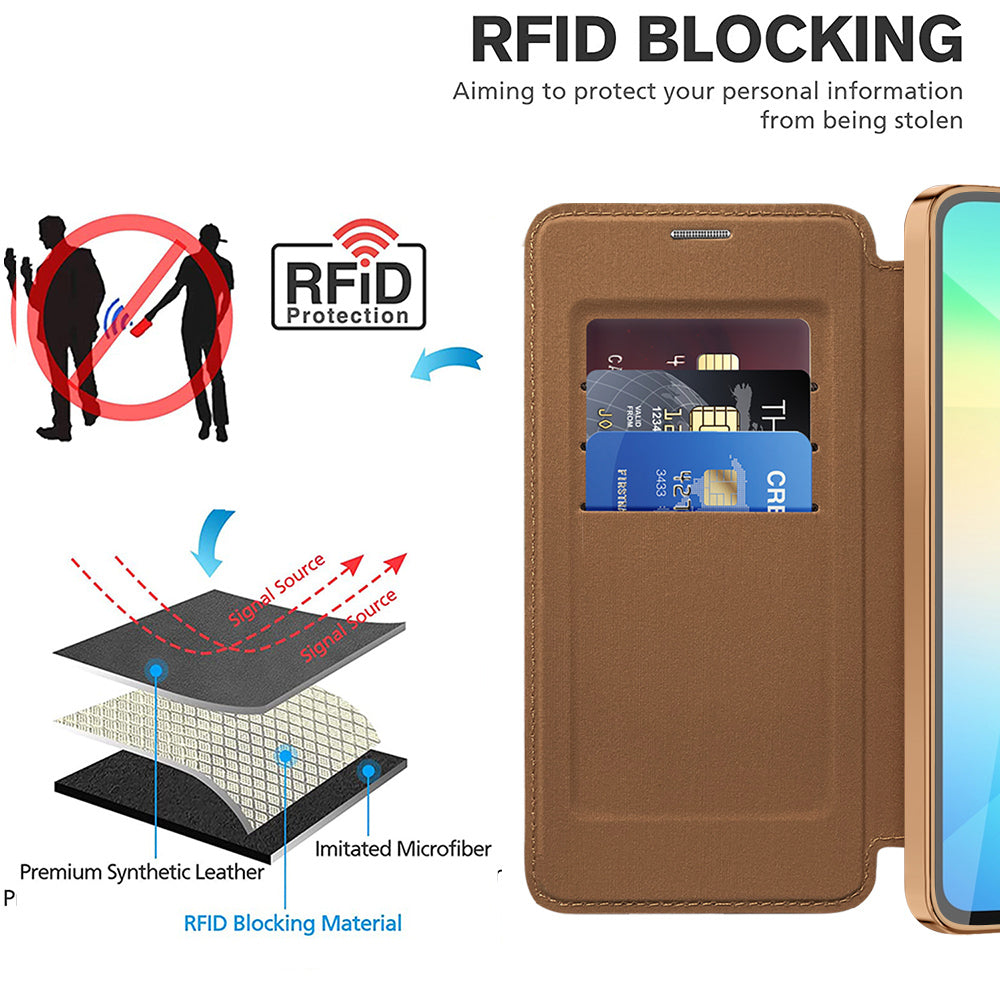 Capa MagSafe para Samsung Galaxy A06 A065, Techsuit, SmartMag Book, Castanha