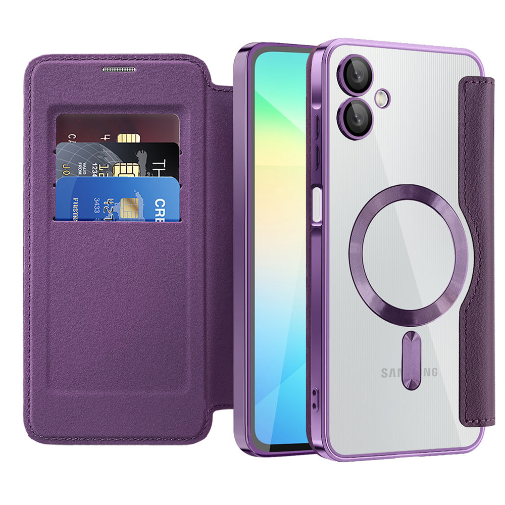 Capa MagSafe para Samsung Galaxy A06 A065, Techsuit, SmartMag Book, Roxo