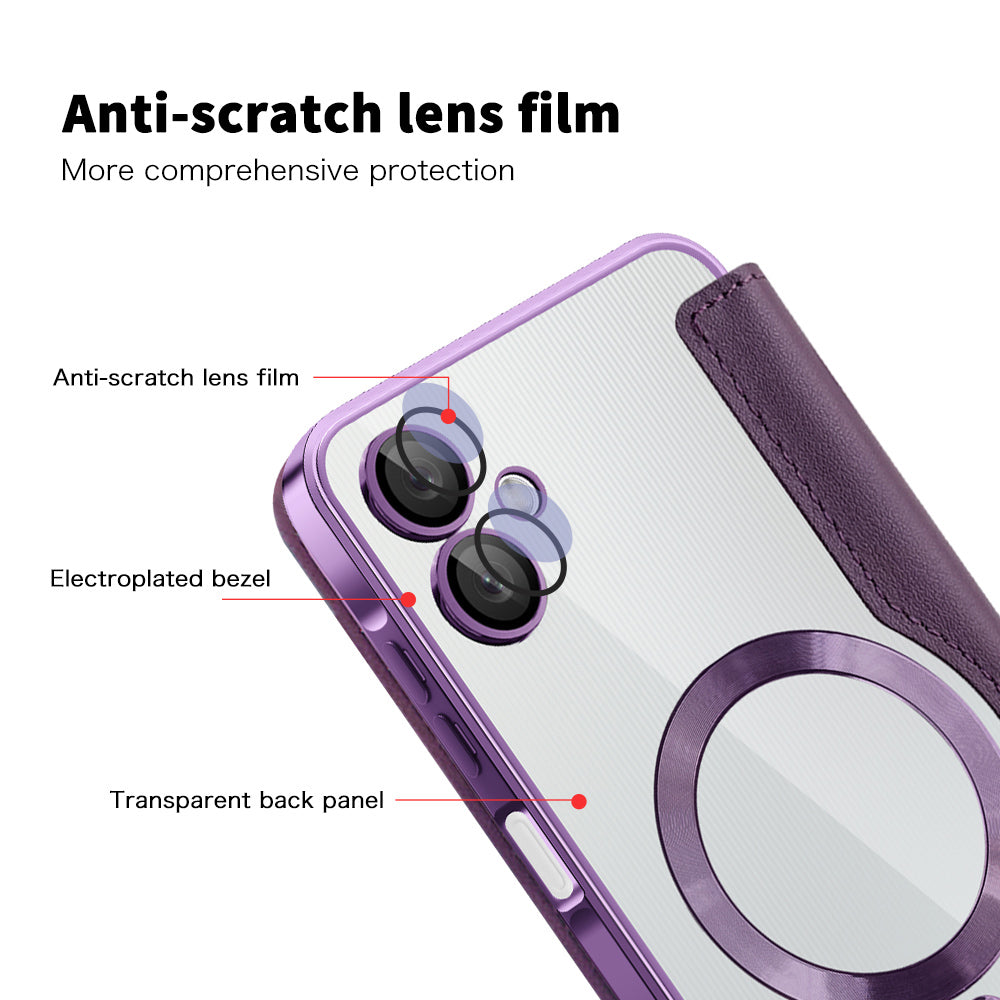 Capa MagSafe para Samsung Galaxy A06 A065, Techsuit, SmartMag Book, Roxo