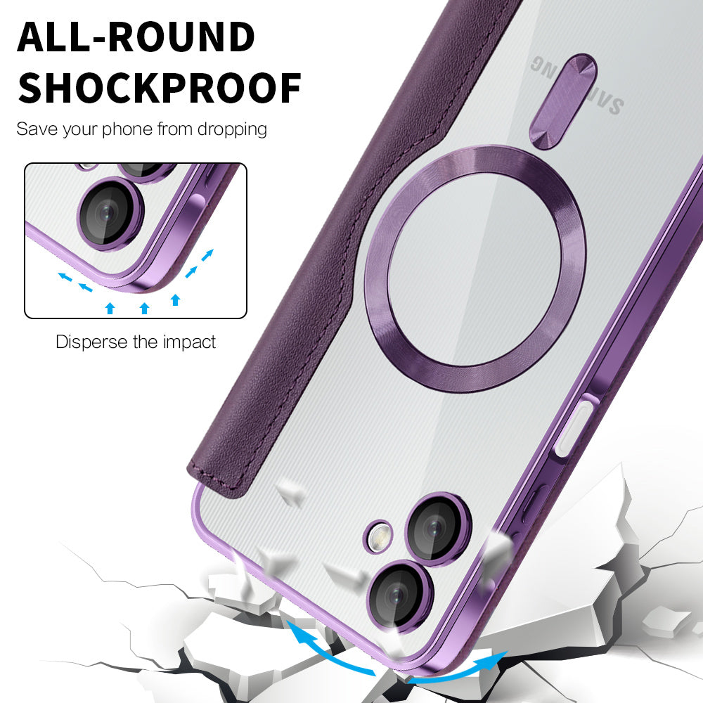 Capa MagSafe para Samsung Galaxy A06 A065, Techsuit, SmartMag Book, Roxo
