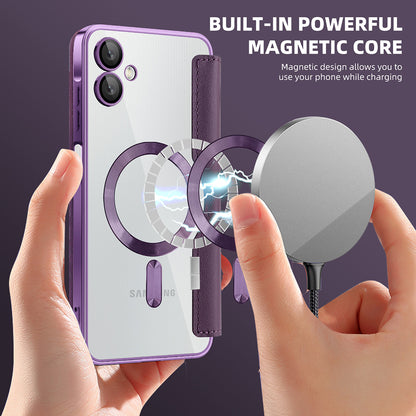 Capa MagSafe para Samsung Galaxy A06 A065, Techsuit, SmartMag Book, Roxo