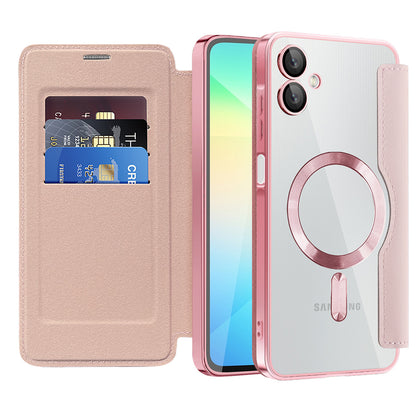 Capa MagSafe para Samsung Galaxy A06 A065, Techsuit, SmartMag Book, Rosa