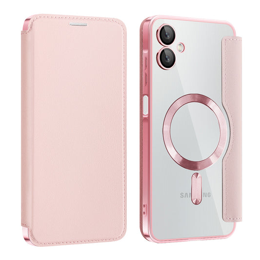 Capa MagSafe para Samsung Galaxy A06 A065, Techsuit, SmartMag Book, Rosa