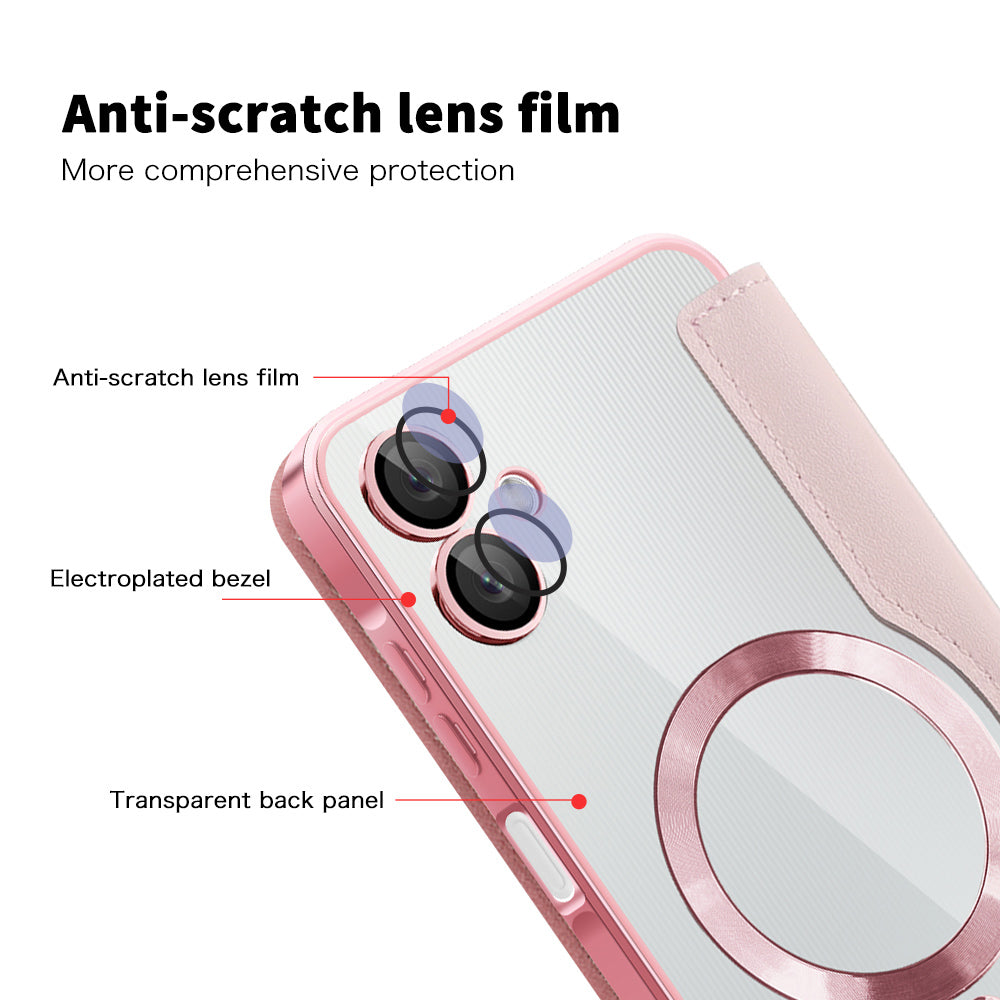 Capa MagSafe para Samsung Galaxy A06 A065, Techsuit, SmartMag Book, Rosa