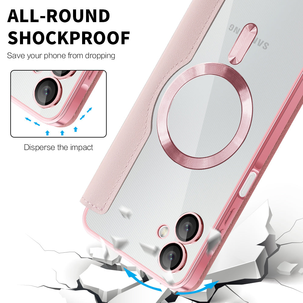 Capa MagSafe para Samsung Galaxy A06 A065, Techsuit, SmartMag Book, Rosa