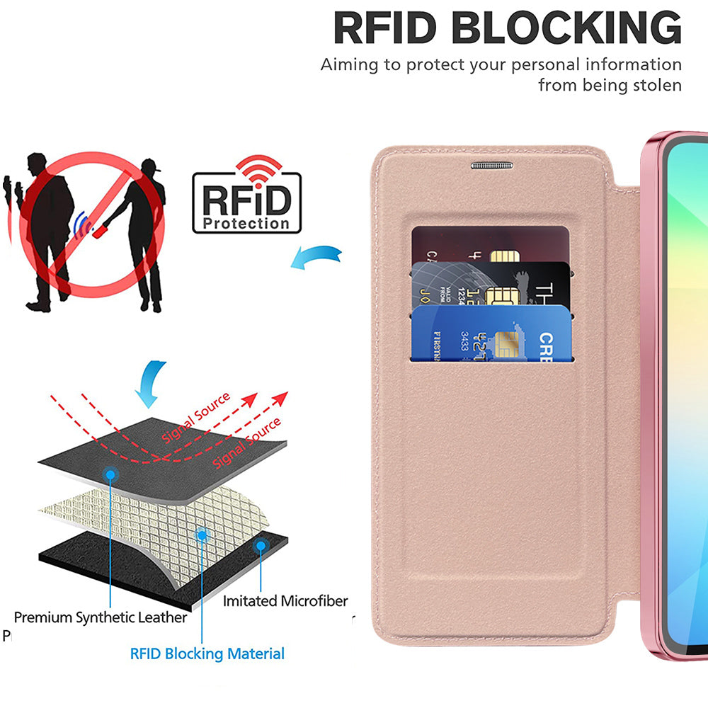 Capa MagSafe para Samsung Galaxy A06 A065, Techsuit, SmartMag Book, Rosa