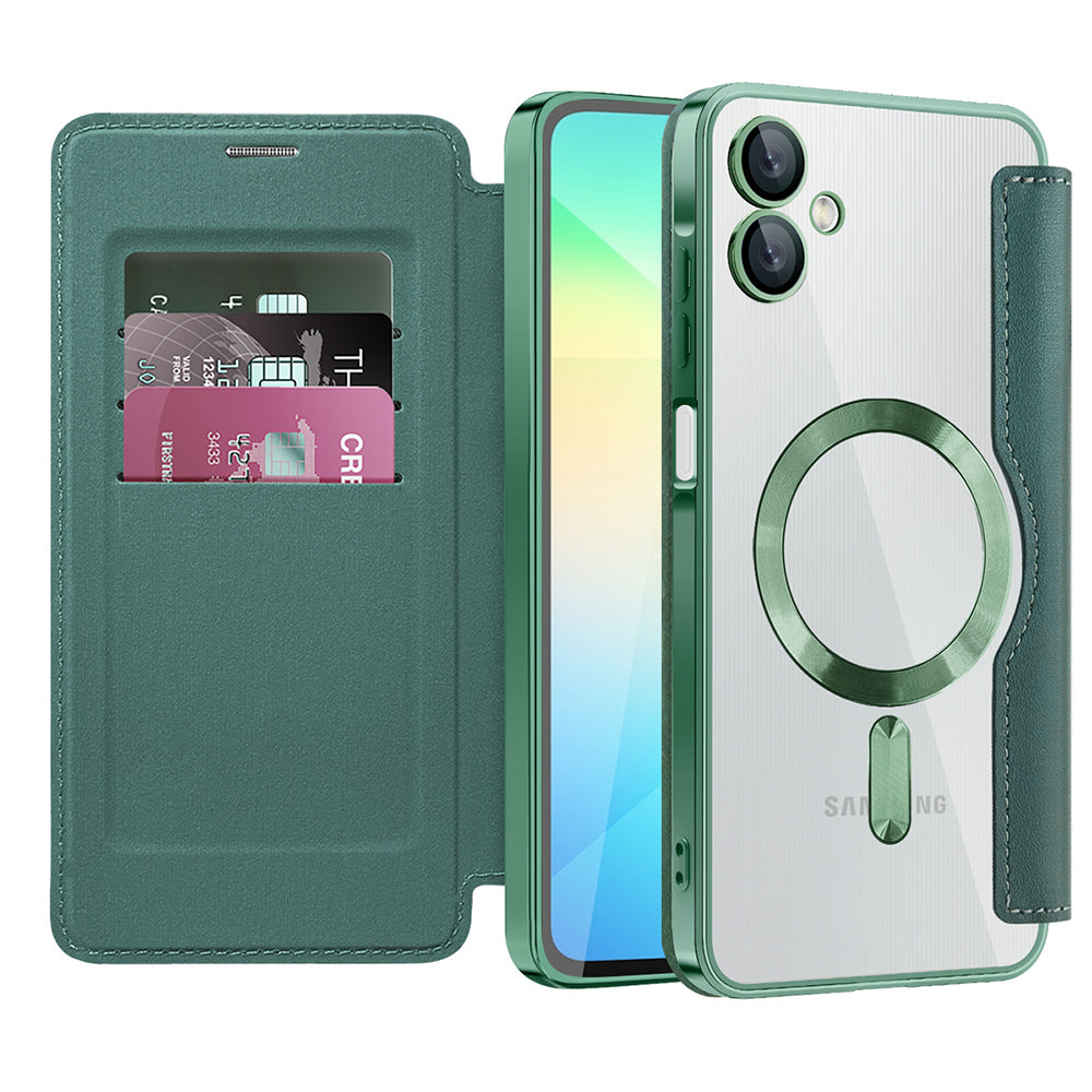 Capa MagSafe para Samsung Galaxy A06 A065, Techsuit, SmartMag Book, Verde
