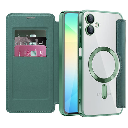 Capa MagSafe para Samsung Galaxy A06 A065, Techsuit, SmartMag Book, Verde