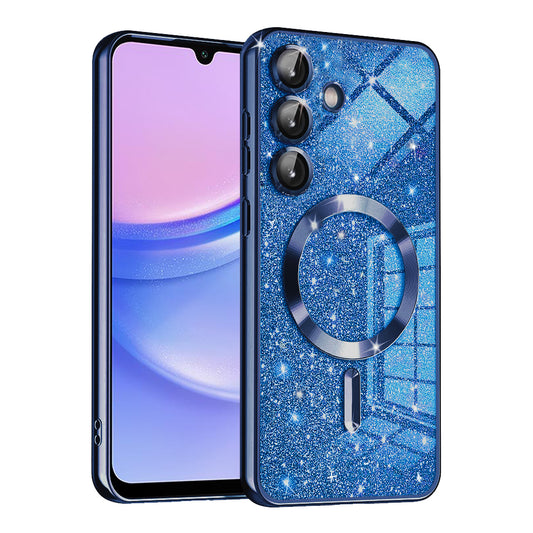 Capa MagSafe para Samsung Galaxy A15 5G A156 / A15 A155, Techsuit, Luxury Glitter, Azul Escuro
