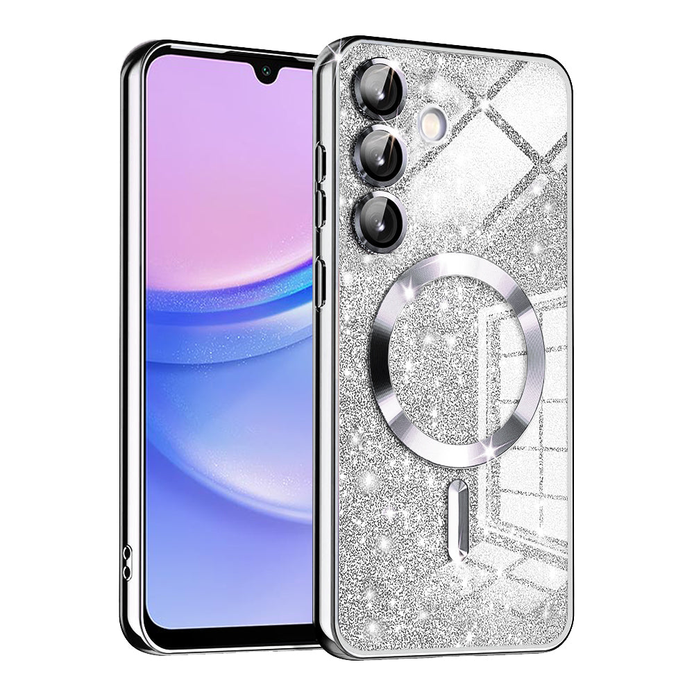 Capa MagSafe para Samsung Galaxy A15 5G A156 / A15 A155, Techsuit, Luxury Glitter, Prateada