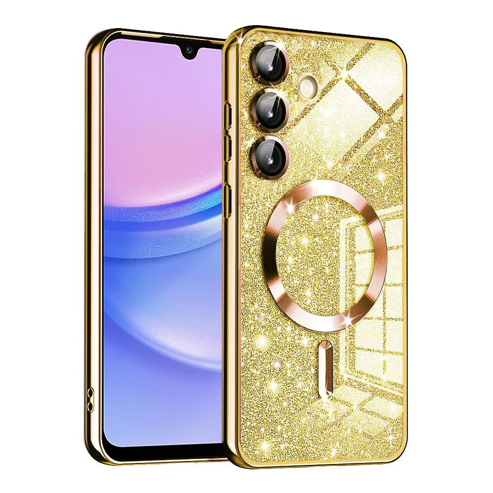 Capa MagSafe para Samsung Galaxy A15 5G A156 / A15 A155, Techsuit, Luxury Glitter, Dourada