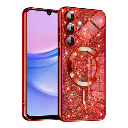 Capa MagSafe para Samsung Galaxy A15 5G A156 / A15 A155, Techsuit, Luxury Glitter, Vermelha
