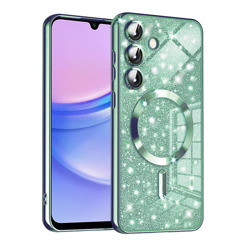 Capa MagSafe para Samsung Galaxy A15 5G A156 / A15 A155, Techsuit, Luxury Glitter, Verde Claro