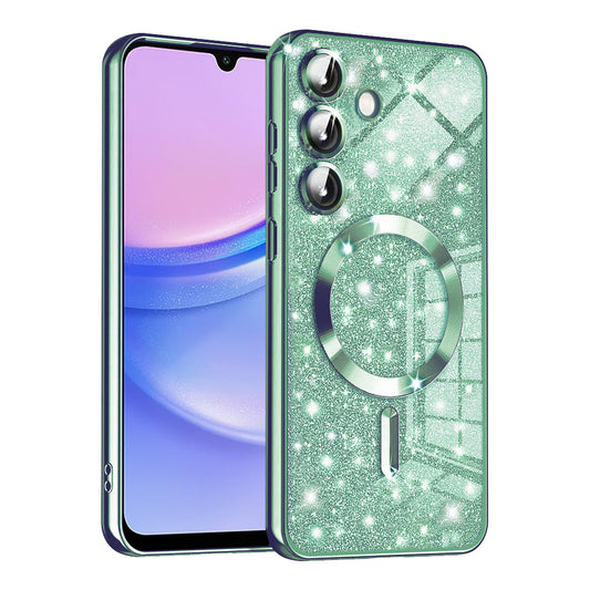 Capa MagSafe para Samsung Galaxy A15 5G A156 / A15 A155, Techsuit, Luxury Glitter, Verde Claro