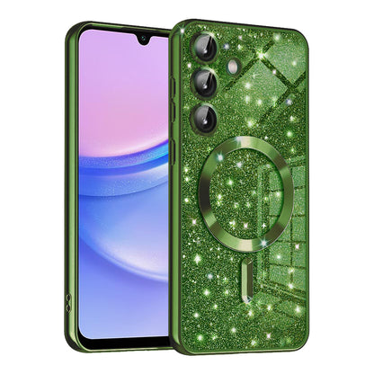Capa MagSafe para Samsung Galaxy A15 5G A156 / A15 A155, Techsuit, Luxury Glitter, Verde Escuro