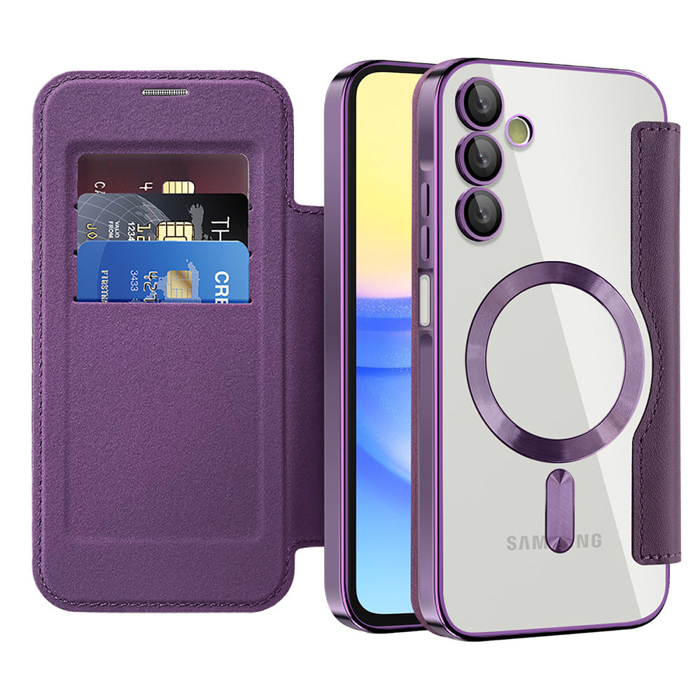 Capa MagSafe para Samsung Galaxy A15 5G A156 / A15 A155, Techsuit, SmartMag Book, Roxo