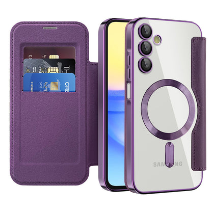 Capa MagSafe para Samsung Galaxy A15 5G A156 / A15 A155, Techsuit, SmartMag Book, Roxo