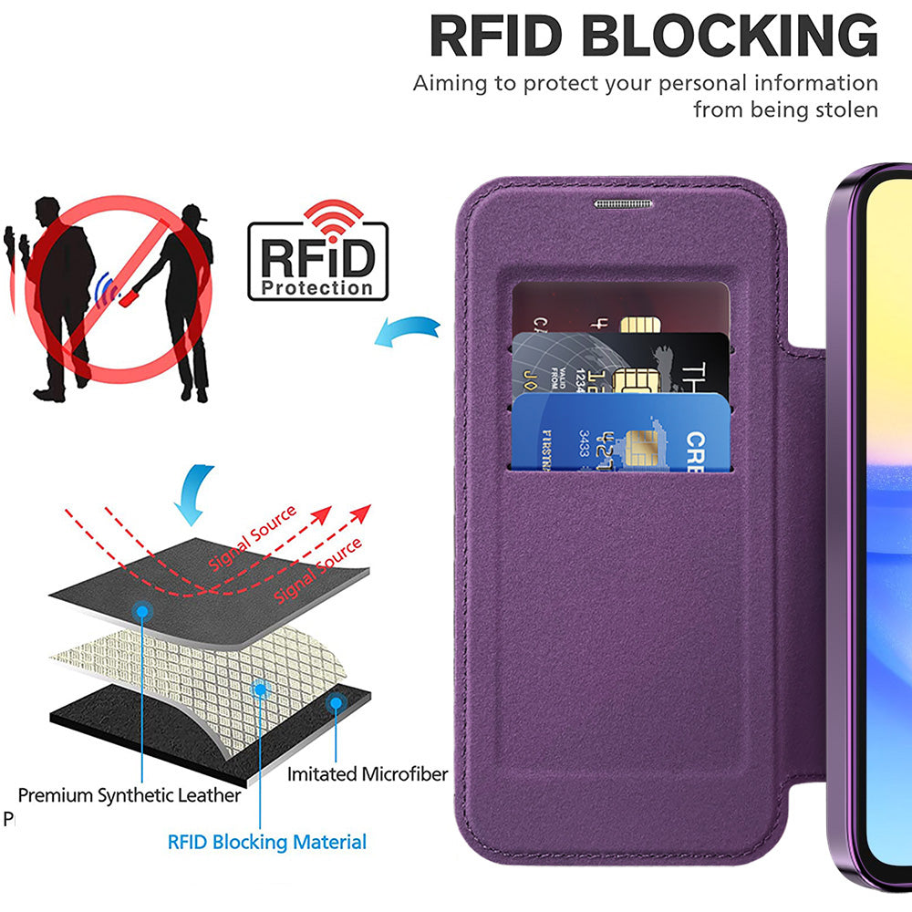Capa MagSafe para Samsung Galaxy A15 5G A156 / A15 A155, Techsuit, SmartMag Book, Roxo