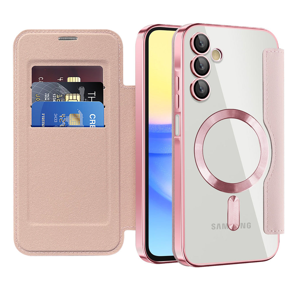 Capa MagSafe para Samsung Galaxy A15 5G A156 / A15 A155, Techsuit, SmartMag Book, Rosa