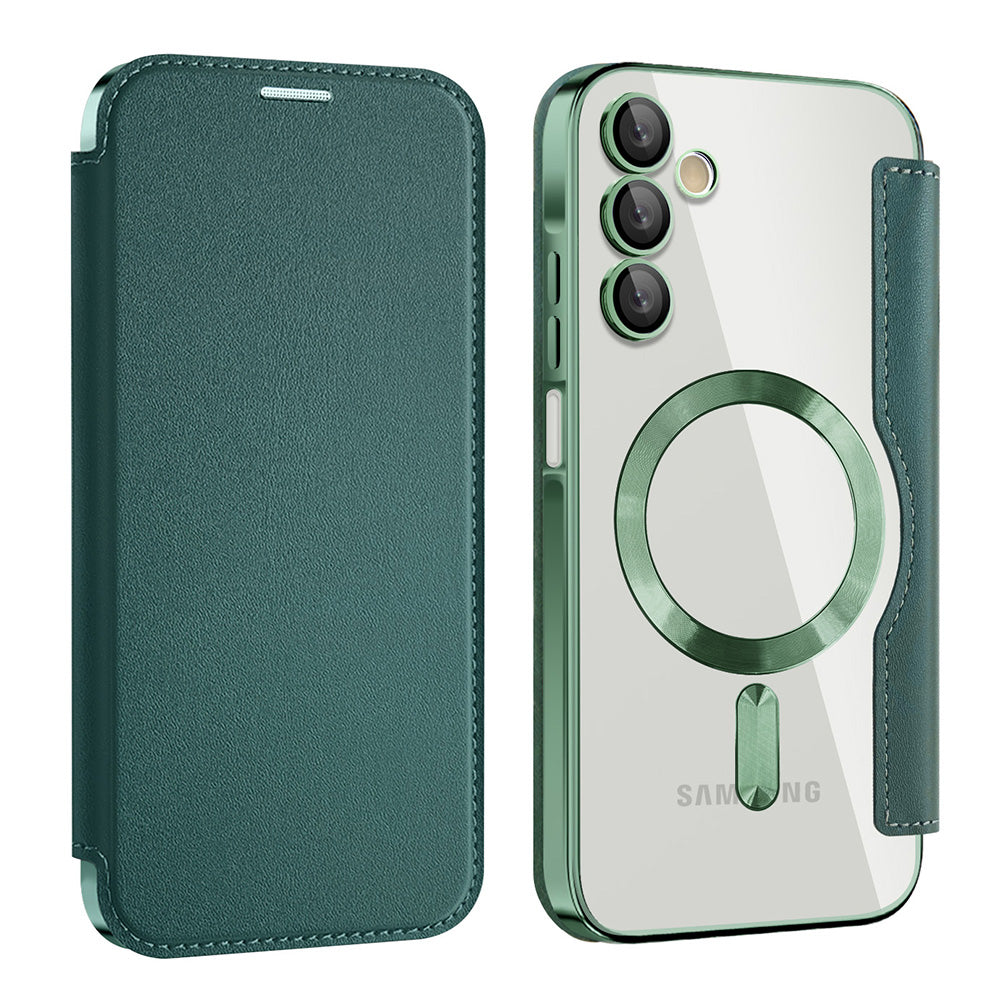 Capa MagSafe para Samsung Galaxy A15 5G A156 / A15 A155, Techsuit, SmartMag Book, Verde