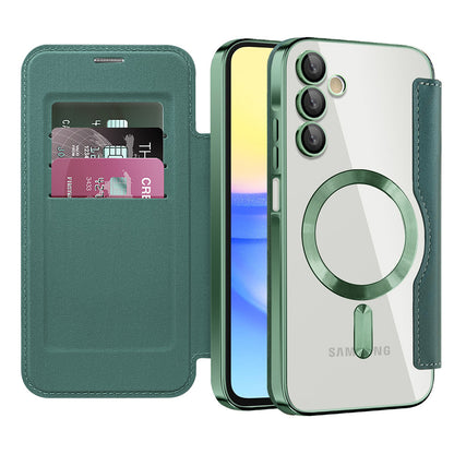 Capa MagSafe para Samsung Galaxy A15 5G A156 / A15 A155, Techsuit, SmartMag Book, Verde